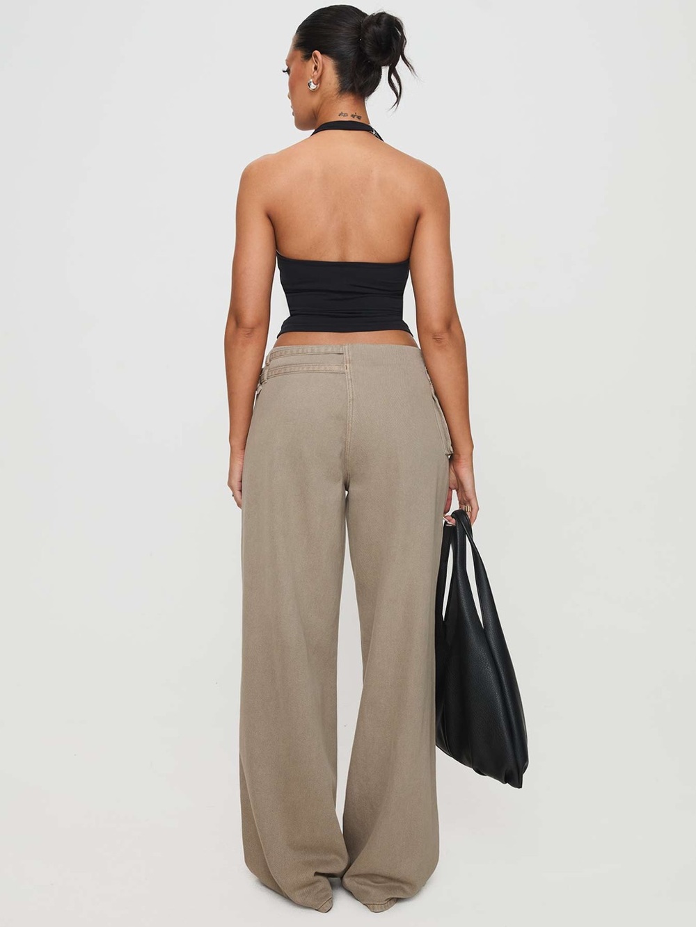 Princess Polly Wide Leg Pants in Olive Taupe - Picture 2 of 3